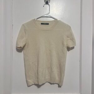 Quince Women's Ivory Mongolian
100% Cashmere Sweater Tee Short Sleeve Size S